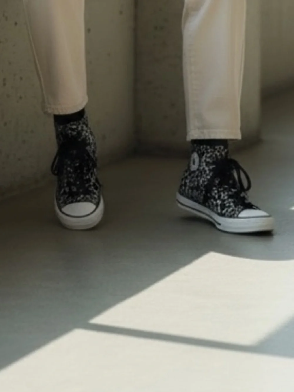Black Patterned High-Top Lace-Up Sneakers